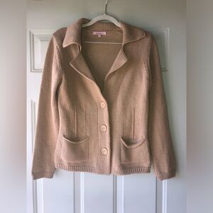 Hekla & Co. tan button-front merino wool cardigan size S